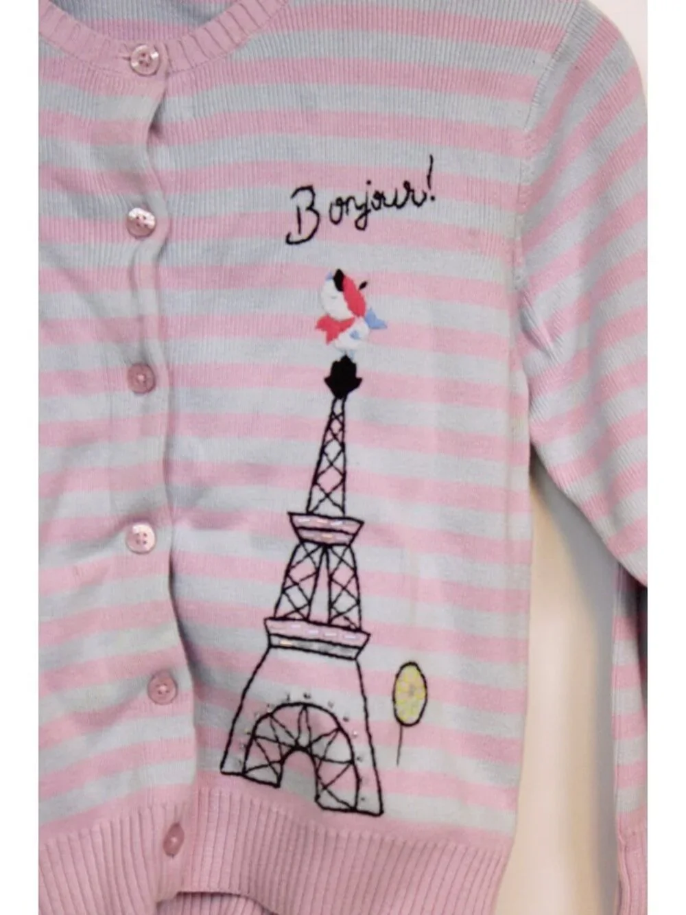 2004 Gymboree European Holiday T-Shirt sz 8 Cardigan Sweater Stripe Eiffel Tower